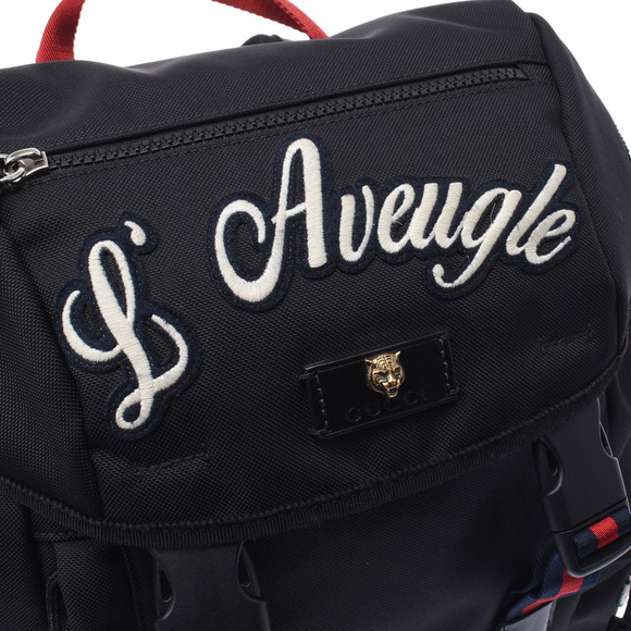 Gucci Embroidered Tiger Backpack Black Canvas Daypack - Picture 8 of 9